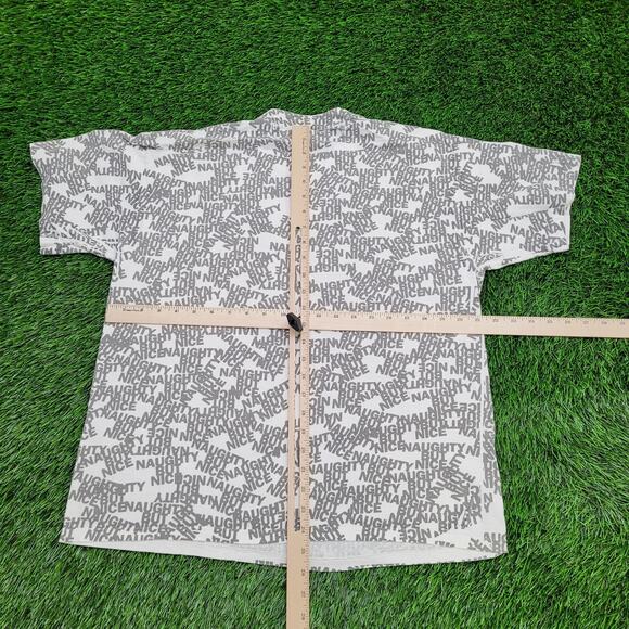Vintage Funny Naughty But Nice AOP Shirt Large 21x26 White Gray - Picture 6 of 13
